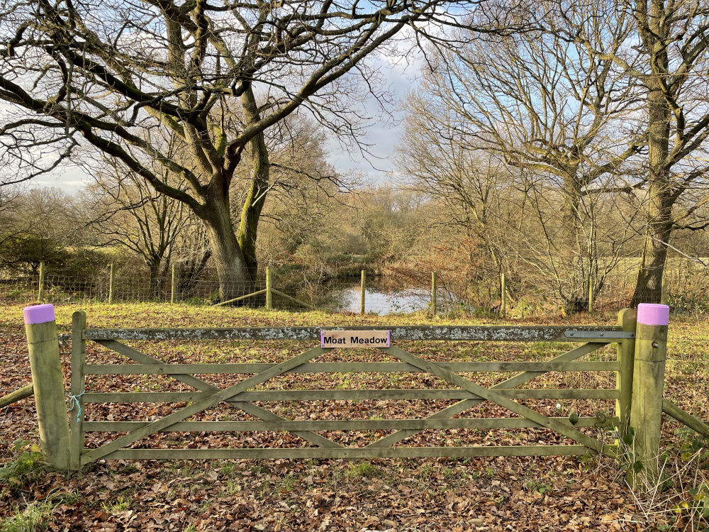 Private entrance gate, with the pond visible beynd